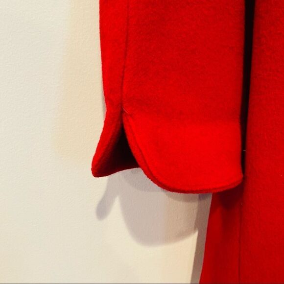 Vintage Neiman Marcus Red Pure Wool Scallop Hem Cape Coat Size 4 - Picture 11 of 12